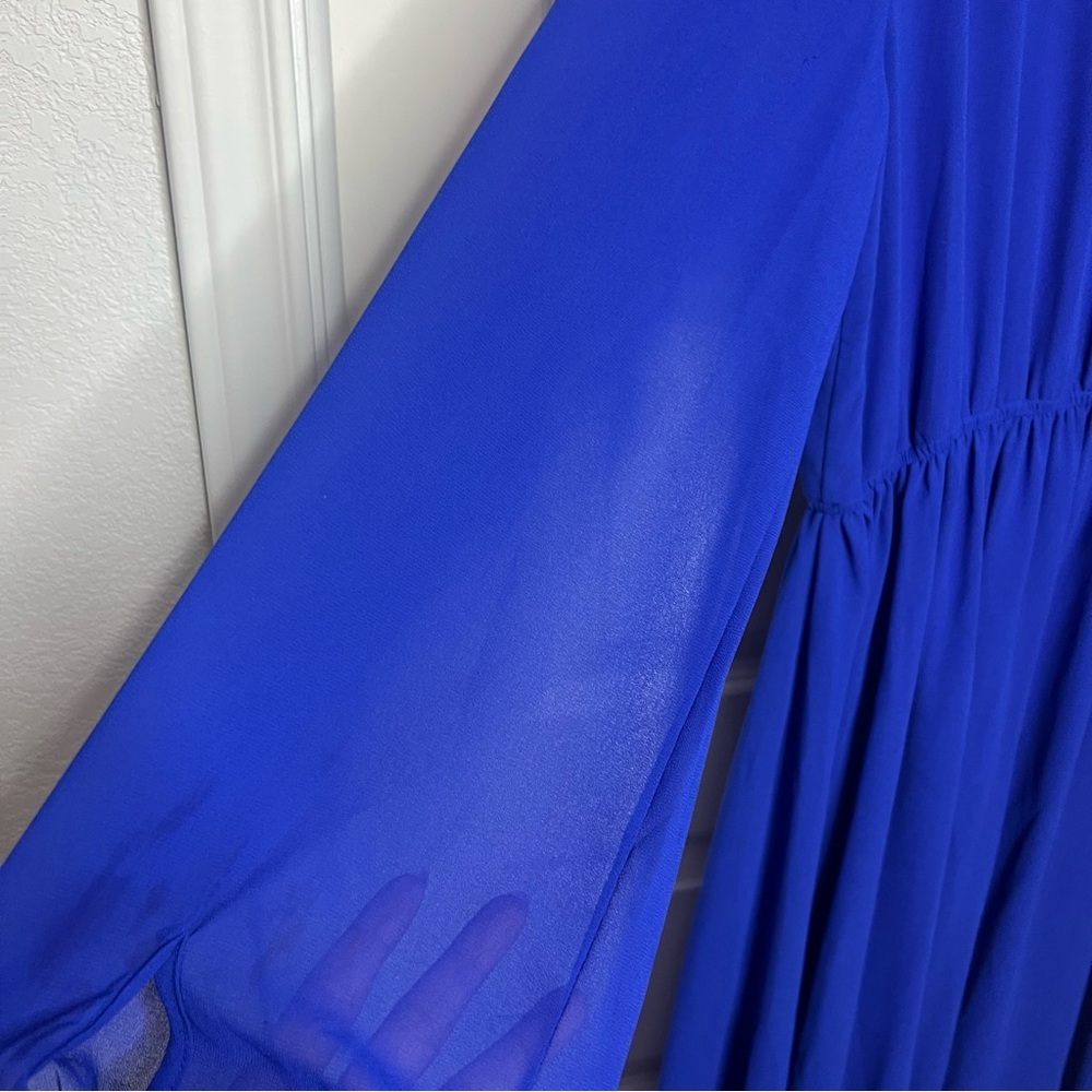 Lulus Blue Maxi Dress | Size XL | Long Sleeve | Side Slit | Elegant Flowing - Picture 4 of 6